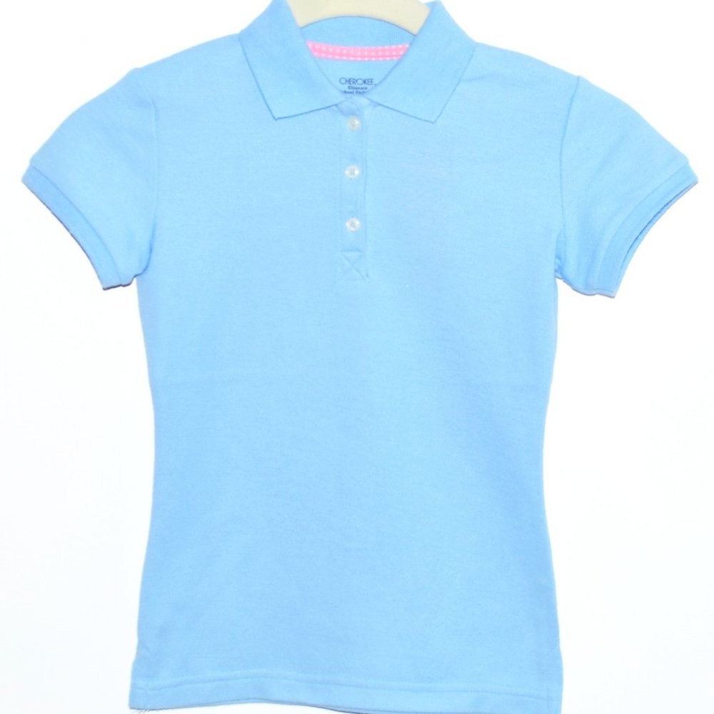 NEW Cherokee Short Sleeve Light Blue Polo Shirt - XS